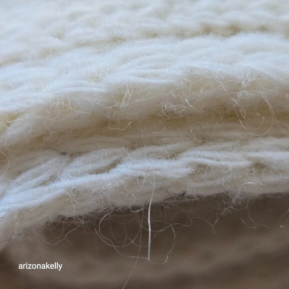 Wool or Wool Blend Cable Knit Ivory Scarf - Picture 12 of 15